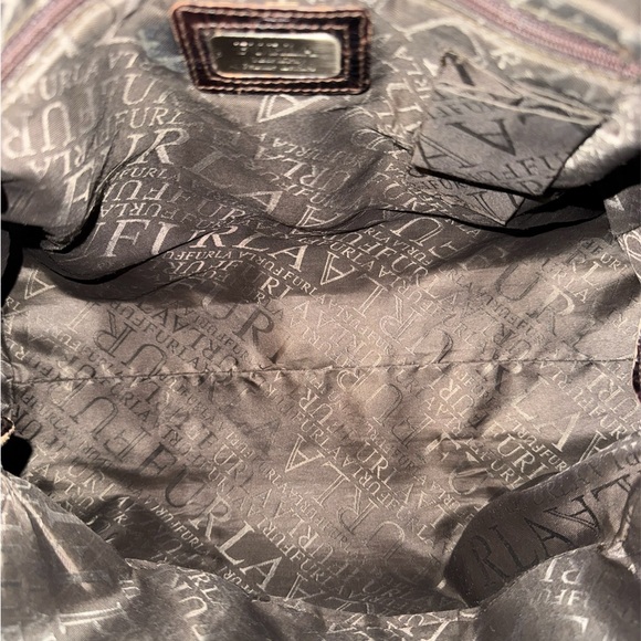 Furla Brown Suede and Croc Embossed Leather Handbag - Picture 6 of 6